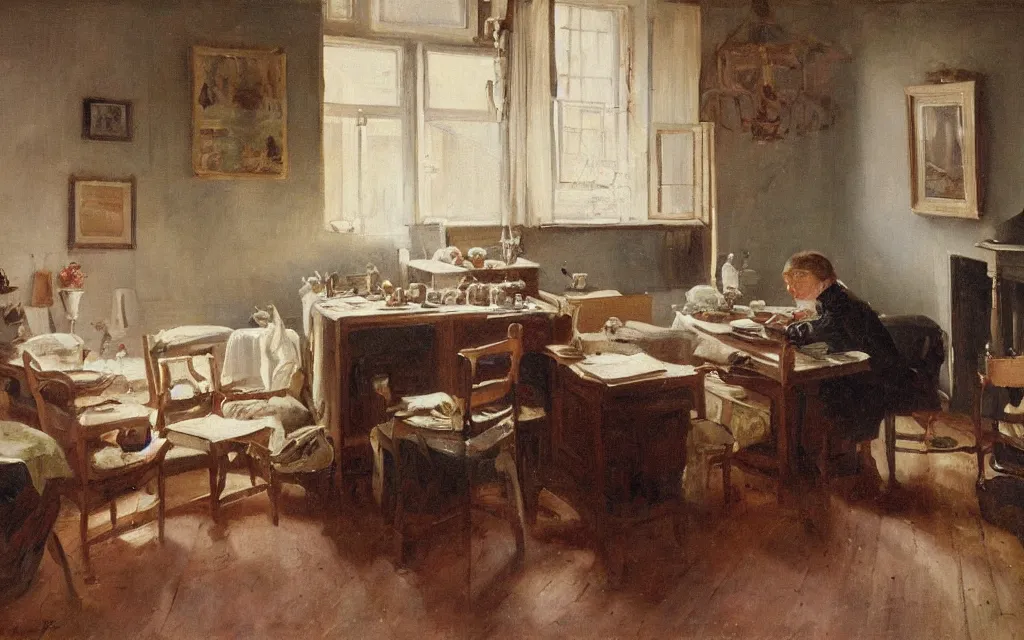 Image similar to a painting of a room in norway in 1 9 0 0, oil on canvas, by edelfelt