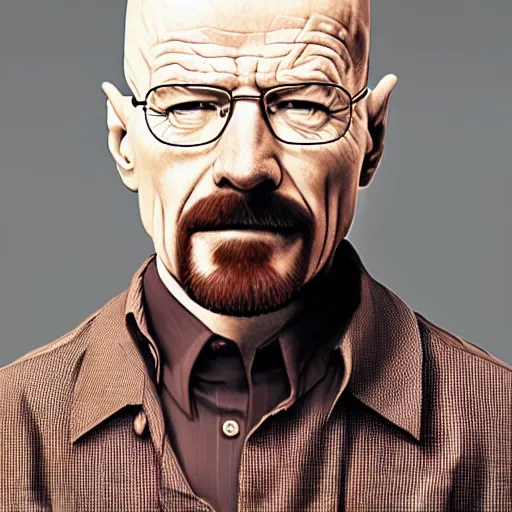 Image similar to walter white with buck teeth yellow skin and acne everywhere