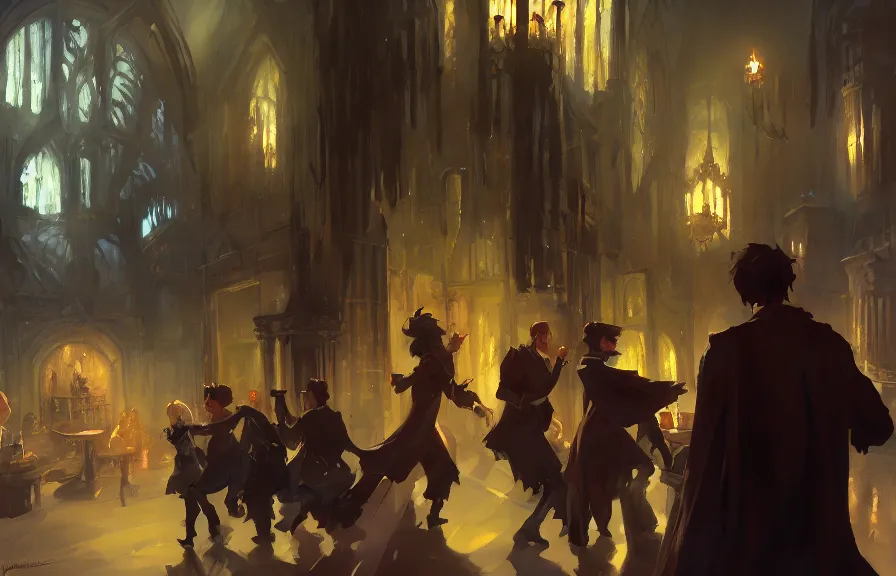 Image similar to greg manchess concept art of a the hogworts dimension, key visual, ambient lighting, highly detailed, digital painting, artstation, concept art, sharp focus, by makoto shinkai and akihiko yoshida and hidari and wlop and greg rutkowski