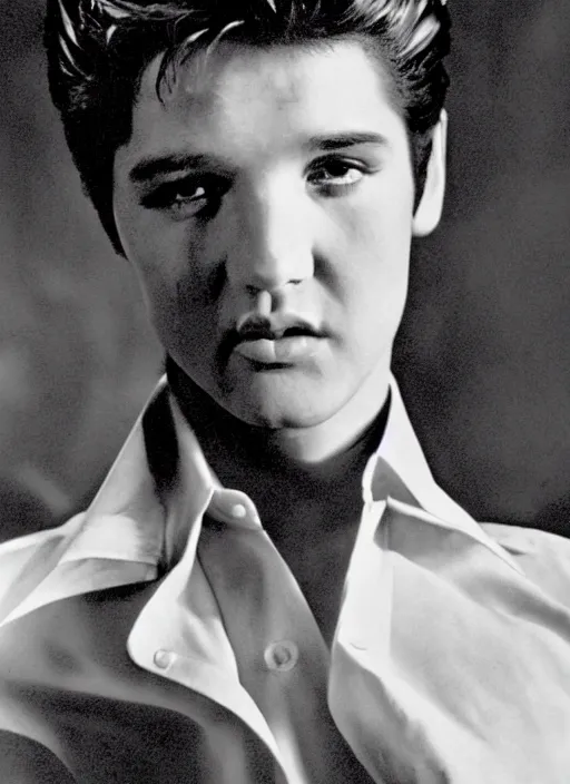 Prompt: photo of young elvis presley by anne leibovitz