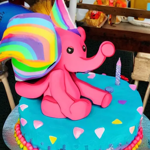 Prompt: gay elephant having a birthday party on a boat