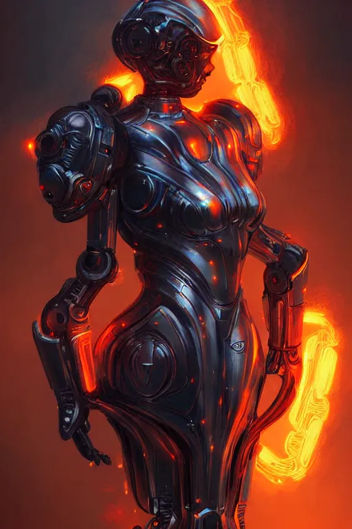 Image similar to Cybernetic Fire Armor, fantasy, magic, digital art by WLOP, highly detailed, illustration