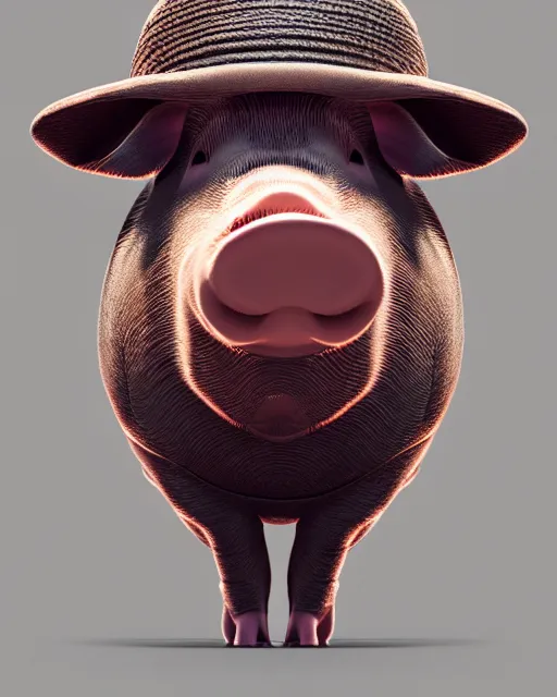 Image similar to portrait of a pig in a maga hat, intricate abstract. intricate artwork, by tooth wu, wlop, beeple, dan mumford. concept art, octane render, trending on artstation, greg rutkowski very coherent symmetrical artwork. cinematic, key art, hyper realism, high detail, octane render, 8 k, iridescent accents