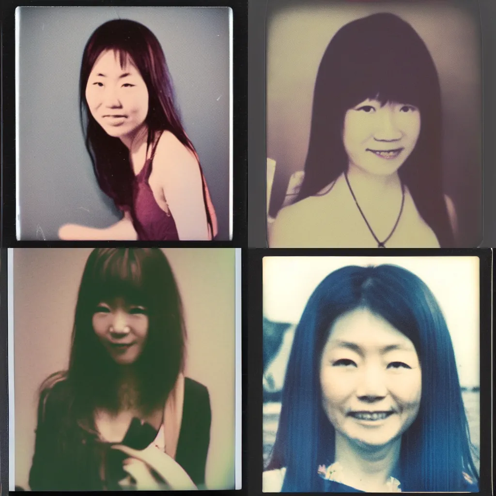 Prompt: Polaroid photo of Seiko matsuda 1970's colored , award winning