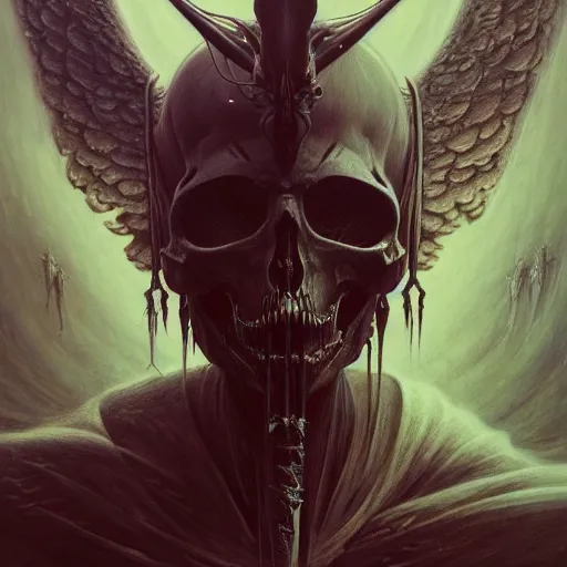 Image similar to a portrait of the angel of death, sci-fi concept art by giger and beksinski and szukalski and wlop and pete mohrbacher, digital art, highly detailed, intricate, horror, sharp focus, Trending on Artstation HQ, deviantart, unreal engine 5, 4K UHD image