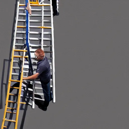 Image similar to photo of a person walking under a ladder with a heavy load above