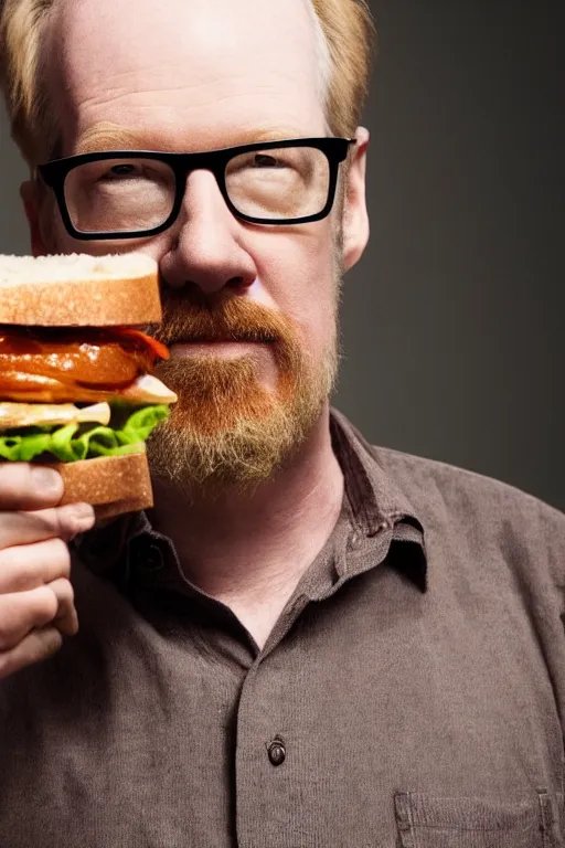 Prompt: 📷 portrait of adam savage the sandwich, food man, still image, dynamic lighting, 4 k