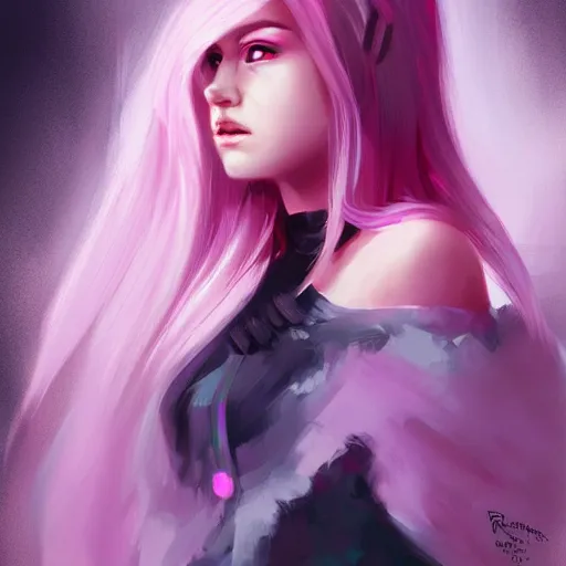 Image similar to teen girl, full body, pink hair, gorgeous, amazing, darkness aura brooding from her body, elegant, intricate, highly detailed, digital painting, artstation, concept art, sharp focus, illustration, art by Ross tran