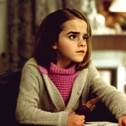 Image similar to “A still of child actor Emma Watson as Maizy Russell in the film Uncle Buck, high definition”