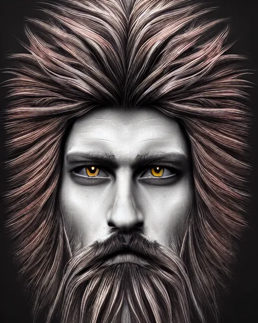 Image similar to hair monster, portrait, highly detailed, deep focus, gritty, digital painting, smooth, sharp focus, illustration, ultra realistic, 8 k