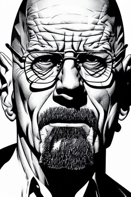 Image similar to character art by mike deodato, walter white, absolute chad