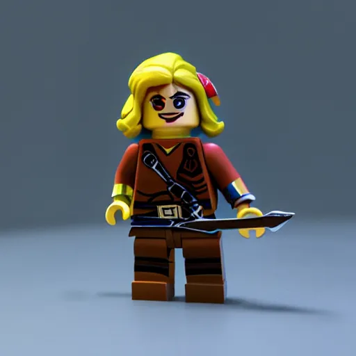 Image similar to link as warhammar minifigure, Photorealism, cinematic lights, 35mm