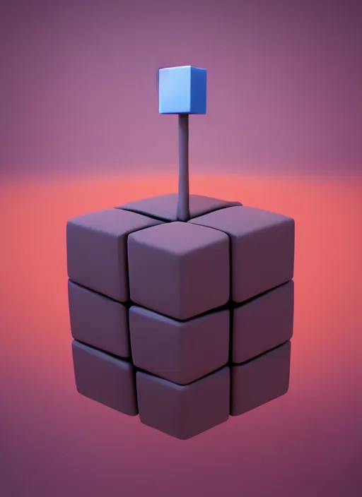 Image similar to A god with a Cube for a head. Octane render, artstation