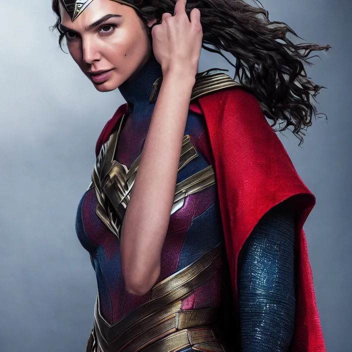 Image similar to portrait of gal gadot as sorcerer supreme, by charlotte grimm, natural light, detailed face, canon eos c 3 0 0, ƒ 1. 8, 3 5 mm, 8 k, medium - format print, full body shot