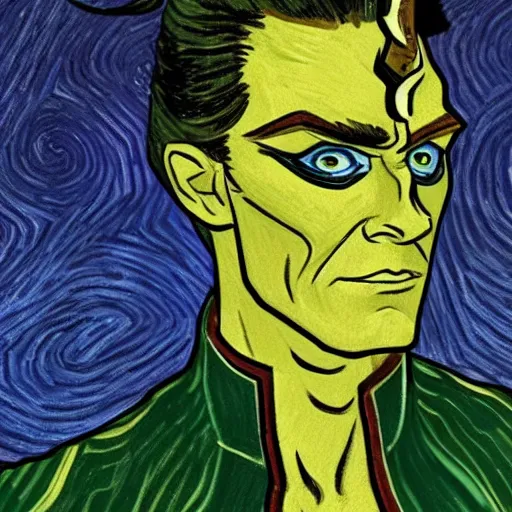 Image similar to Loki from Marvel Comics, by Vincent van Gogh