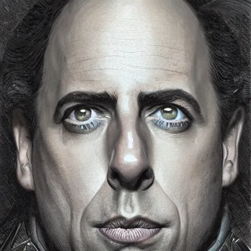 Image similar to the jerry seinfeld as a realistic d & d fantasy character, closeup portrait art by donato giancola and greg rutkowski, vintage retro, realistic face, digital art, trending on artstation, symmetry!!