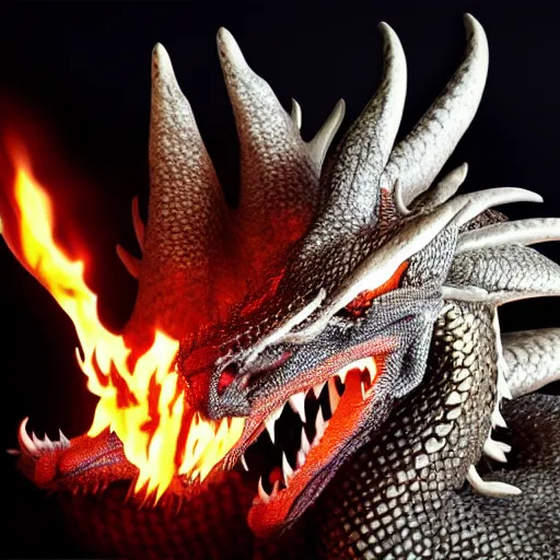 Prompt: hyper realistic dragon breathing fire,