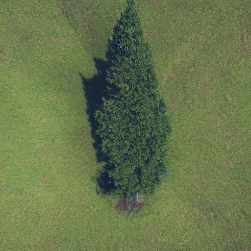 Image similar to photo of a tree that looks like an exclamation mark, aerial view, trending on. artstation