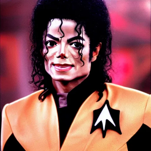 Image similar to A still of Michael Jackson in Star Trek (1966) realistic,detailed,close up