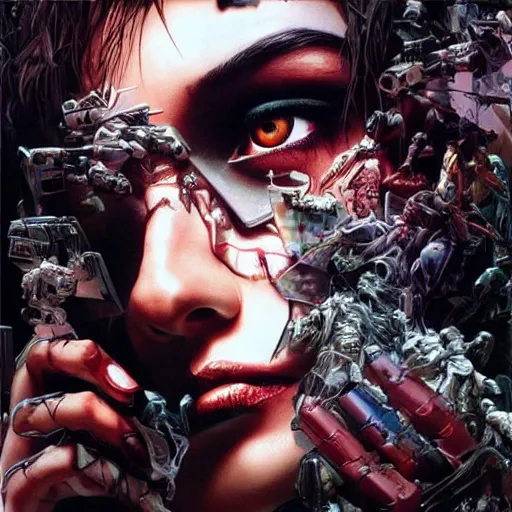 Image similar to a dream divided by zero : : hyperreal surrealism hypermaximal symbolism, paranoid critical method, glitchcore : : by artgerm, nychos, yoji shinkawa, todd mcfarlane — c 1 5