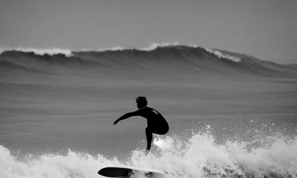 Image similar to photo of a surfer, surfing in the waves, film photography