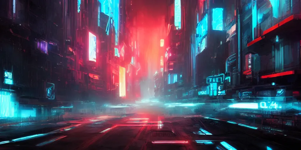 Image similar to warp speed concept art blade runner 2049 tron neon night alleyway diffusion clouds mist New York cityscape helium 44-2 artstation digital art 8k