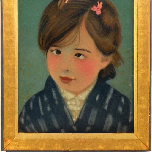 Prompt: a vintage portrait of a girl made by fumiyo kono