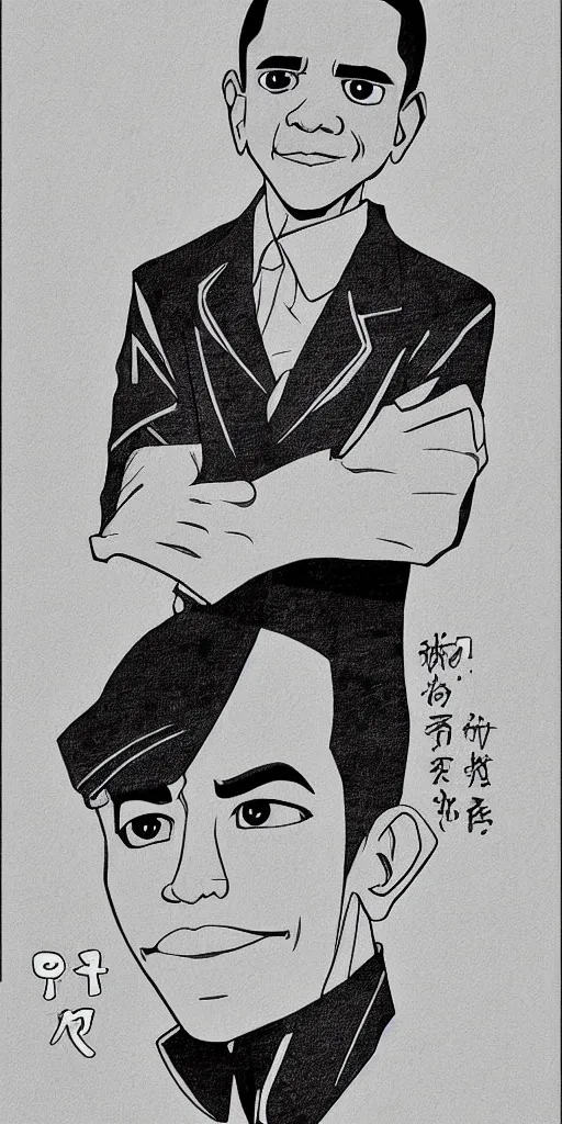 Image similar to barack obama as a manga character, [ fukumoto, drawn ]