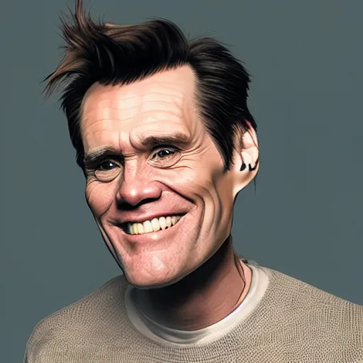 Prompt: a portrait of jim carrey wearing mechanical implants