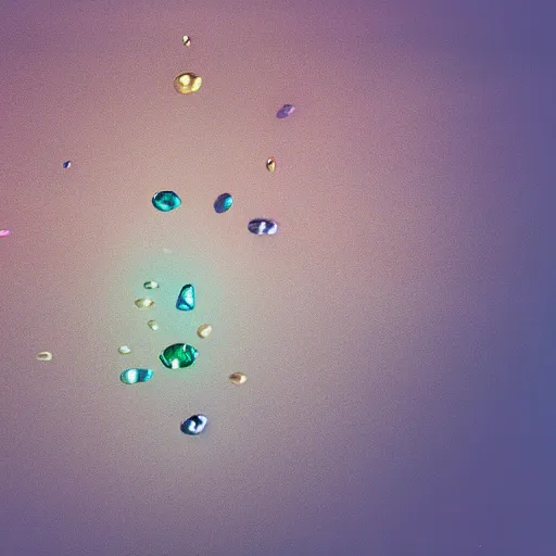 Image similar to A handful of gemstones thrown into the air just after sunset, medium format camera, 85mm lens, flash photography with a long exposure
