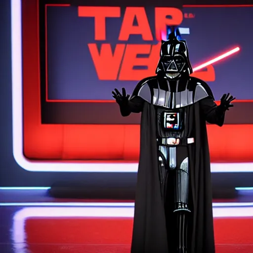 Image similar to rare photo of darth vader giving ted talk