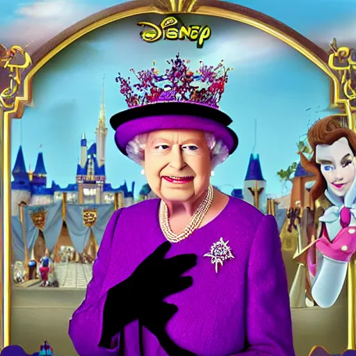 Prompt: Queen Elizabeth Disney character