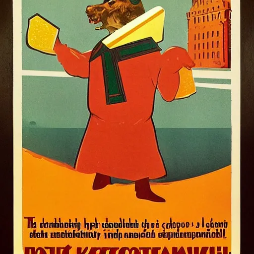 Prompt: a soviet propaganda poster about cheese, the hero of the proletariat