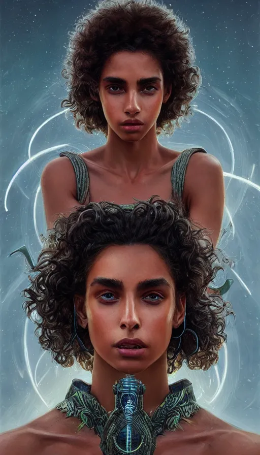 Image similar to imaan hammam, legue of legends, lord of the rings, neon, sweat, intricate, highly detailed, digital painting, artstation, concept art, smooth, sharp focus, illustration, unreal engine 5, 8 k, art by artgerm and greg rutkowski and alphonse mucha