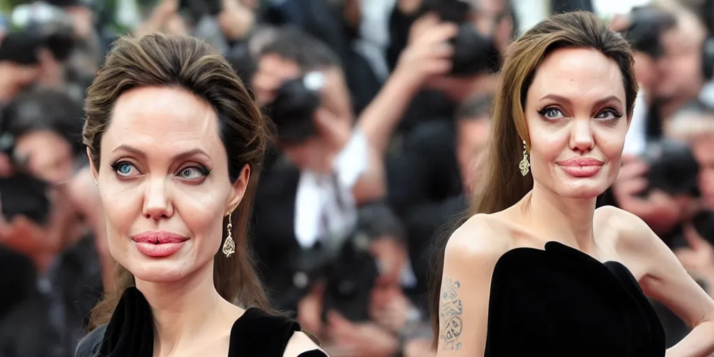 Image similar to angelina jolie is walking into the camera