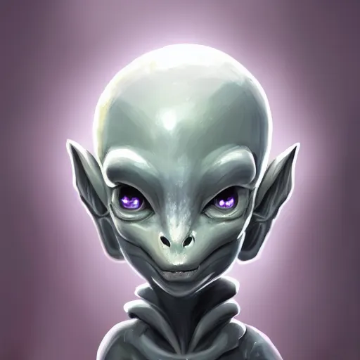 Image similar to cute grey purple alien, digital painting, ultradetailed, artstation, oil painting, ultradetailed, artstation