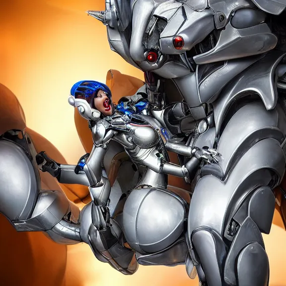 Image similar to detailed shot of a human pilot getting swallowed by a beautiful stunning hot anthropomorphic robot mecha female dragon, with sleek silver metal armor, camera inside the detailed high quality maw, food pov, prey pov, micro pov, vore, digital art, mawshot, dragon vore, furry art, high quality, 8k 3D realistic, macro art, micro art, Furaffinity, Deviantart, Eka's Portal, G6