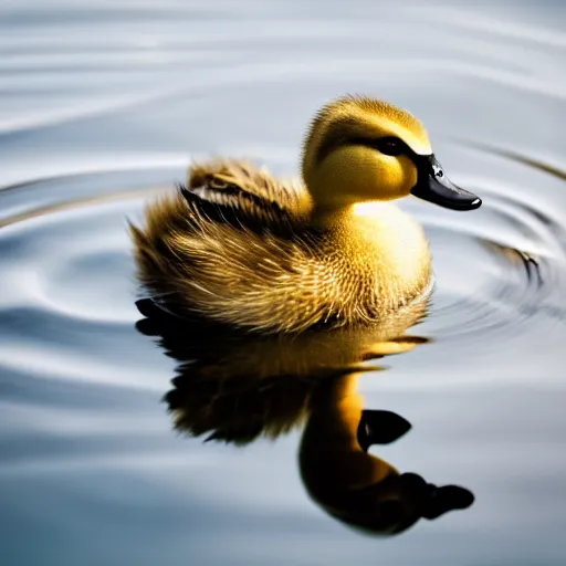 Image similar to cute duckling swimming in a small bowl of water, photography, minimalistic, 8 k