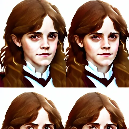 Image similar to emma watson as hermione granger. happy. cheerful. western. closeup. fantasy. intricate elegant. highly detailed. digital painting. artstation. concept art.