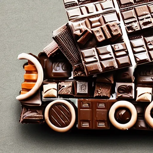 Image similar to a car made of chocolate bars, photo