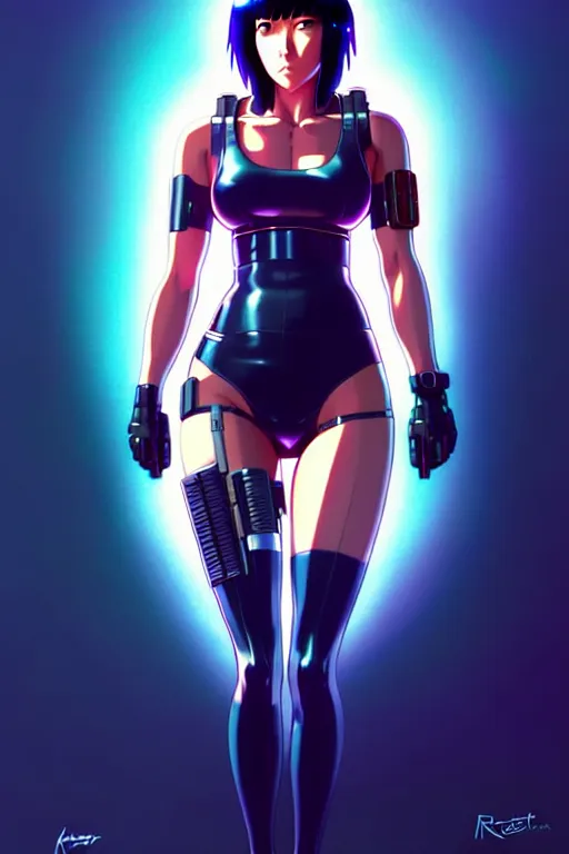 Image similar to a fullbody portrait of motoko kusanagi the major ghost in the shell : : stand alone complex, under repairs, maintenance : : by ilya kuvshinov, rossdraws, artgerm, sola digital arts, anti aliasing, raytracing : :