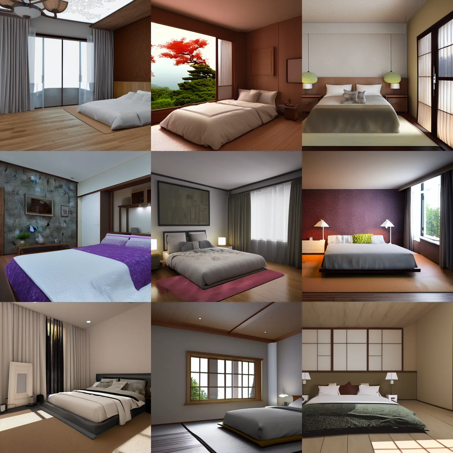 Prompt: 3 d render of bedroom of japan
