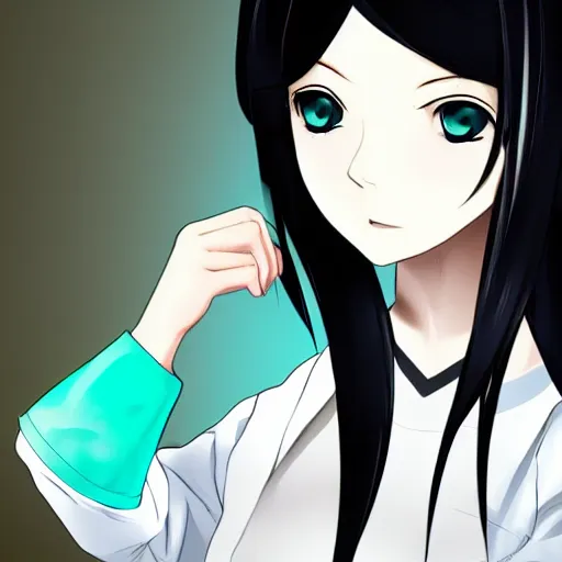 Image similar to full headshot portrait of a girl with long black hair, wearing a surgical mask, drawn by ATDAN, by Avetetsuya Studios, attractive character, colored sketch anime manga panel, trending on Pixiv