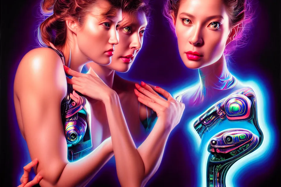 Image similar to beauty woman in holograms of alien artifacts, electrical case display, total recall tech, , ultrarealistic, dramatic lighting, electrical details, high details, 4k, 8k, best, accurate, trending on artstation, artstation, photorealism, ultrarealistic, digital painting, style of Tristan Eaton Stanley Artgerm and Hajime Sorayama, Caravaggio, Boris Vallejo