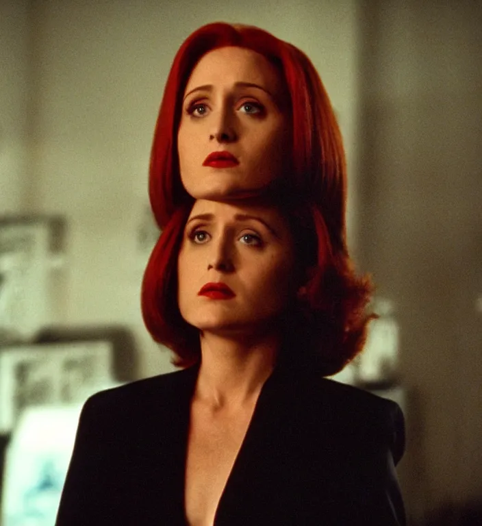 Image similar to film still of raven bird as scully in x - files movie, 4 k