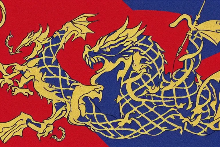 Prompt: modern flag of the dragon empire