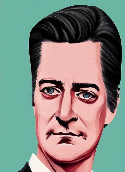 Image similar to portrait of kyle maclachlan as dale cooper by kevin tong