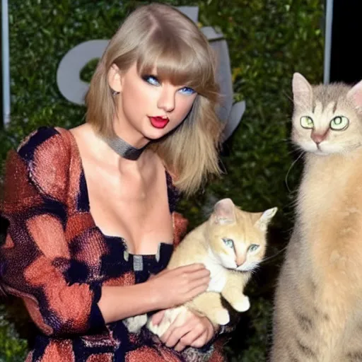 Prompt: Taylor Swift with her cats