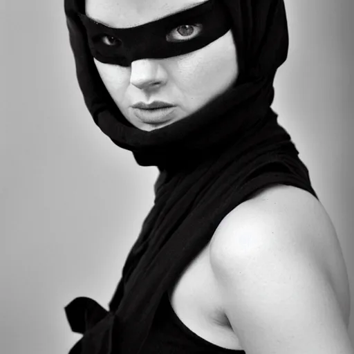 Image similar to female balaclava photography portrait, epic film still