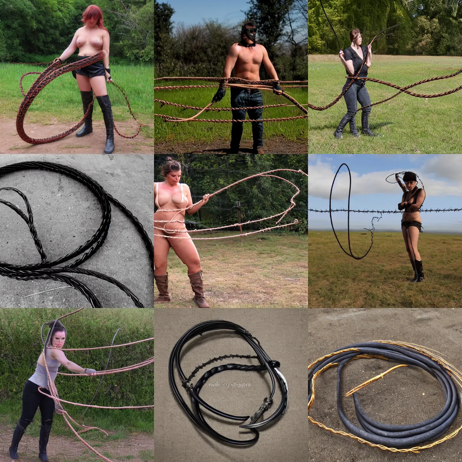 Prompt: barbed wire bullwhip
